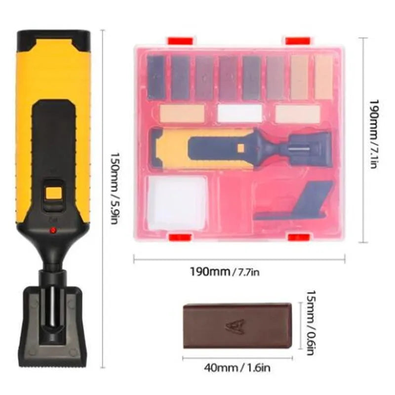 Manual floor repair tool with coloured handle options for DIY tile repairs
