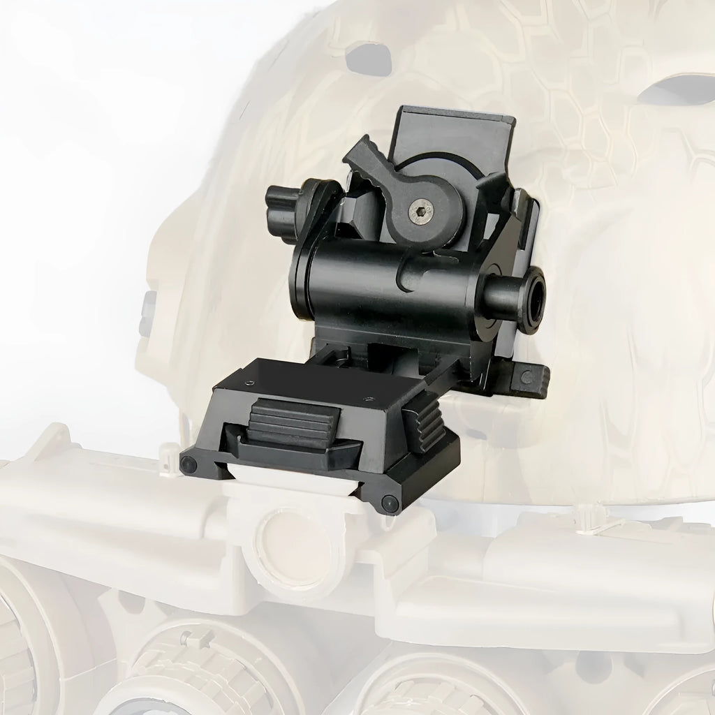 Metal alloy L4 G24 NVG helmet mount with OPS breakaway base in dark earth colour