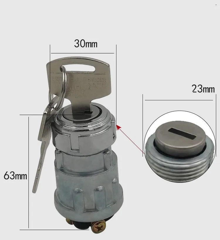 Pure copper car ignition switch with key for trucks and agricultural vehicles