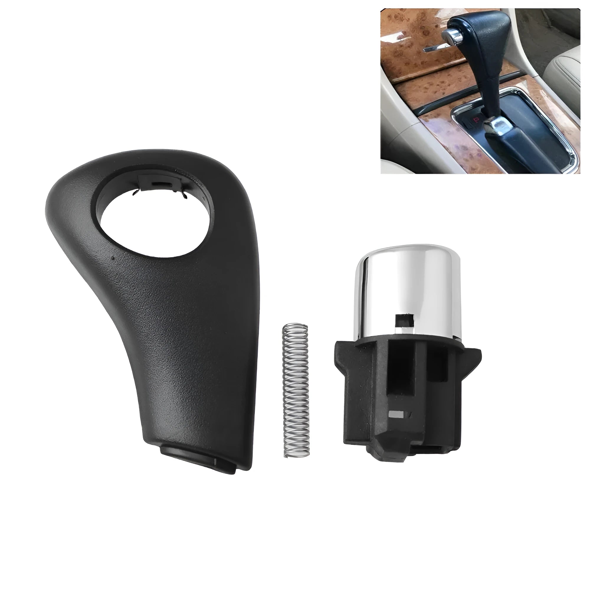 SK206 black gear shift button, spring, and side plate kit for Honda Accord 2003-2005.
