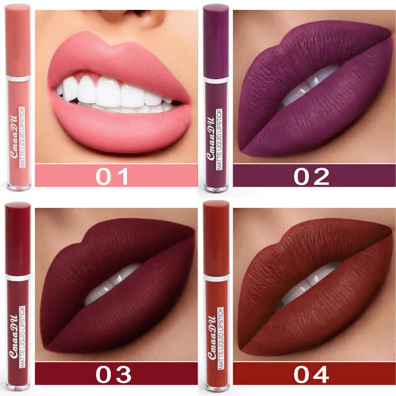 10-piece set of women's matte lipsticks in waterproof non-stick cup formula