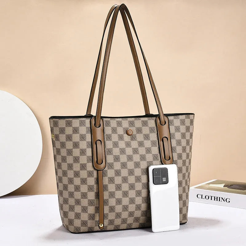 Women's retro style shoulder messenger bag in soft PU leather with chessboard pattern and square shape