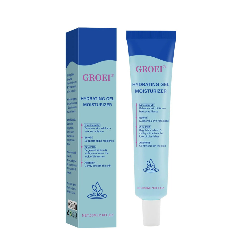 50ml moisturising facial gel container with hyaluronic acid for hydration