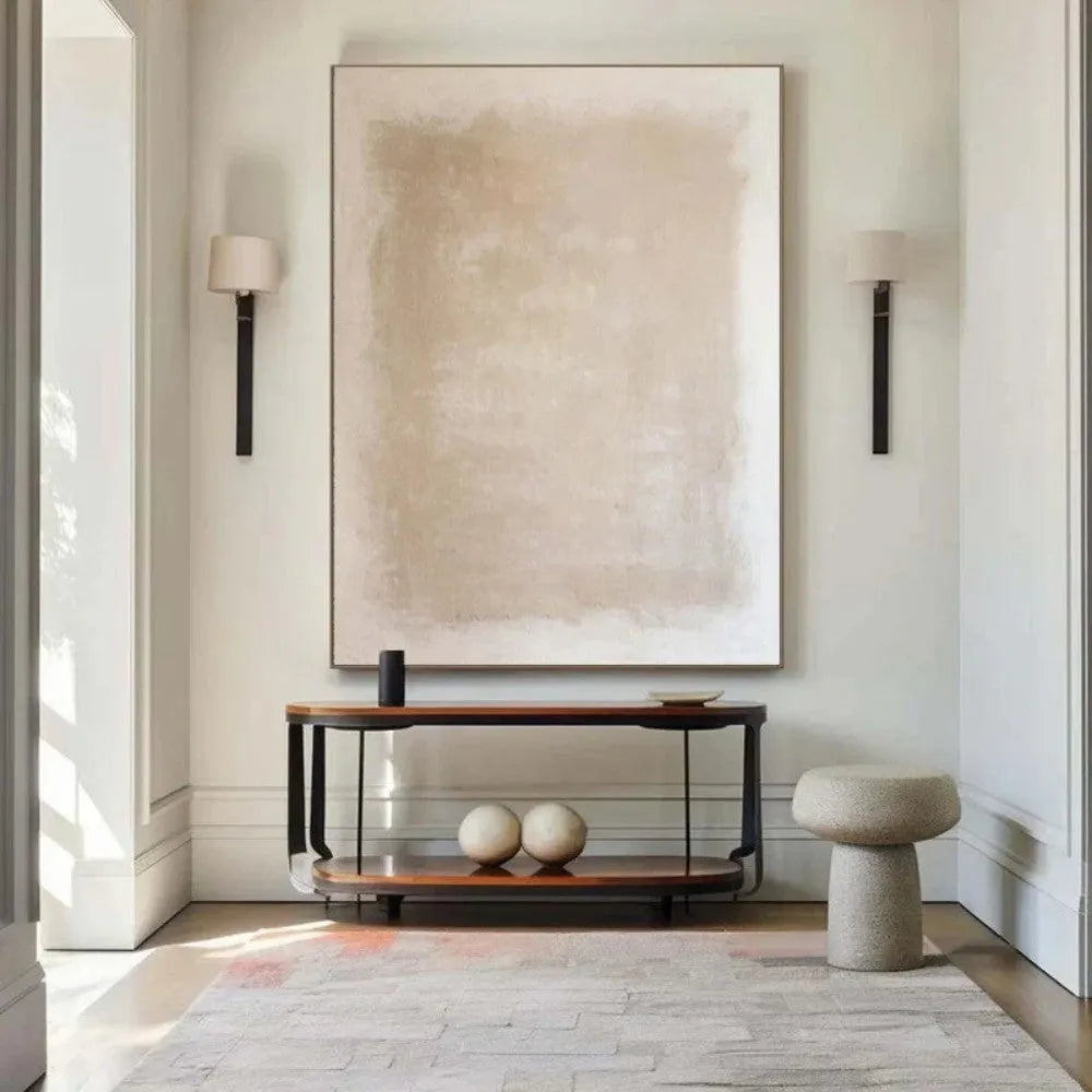 Handmade abstract oil painting on canvas, unframed and rolled, minimalist wabi-sabi wall art