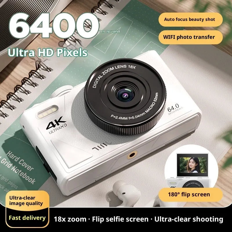 Compact CCD HD digital camera with WiFi transmission, full HD screen, 11.5cm x 4.6cm x 6.95cm, in black, pink, or white