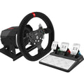 PXN V10 force feedback racing game steering wheel with black rim and red accents, compatible with PC and consoles