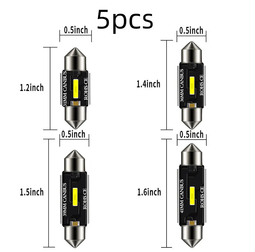 12V 12-LED car reading light white 3W universal interior dome light 31-41mm