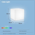 A modern square LED cube light stool for outdoor gardens, available in multiple sizes.
