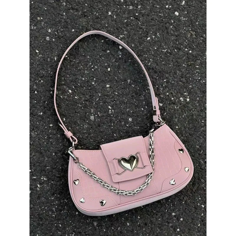 Sweet cool love corduroy underarm bag with chain detail and shoulder strap