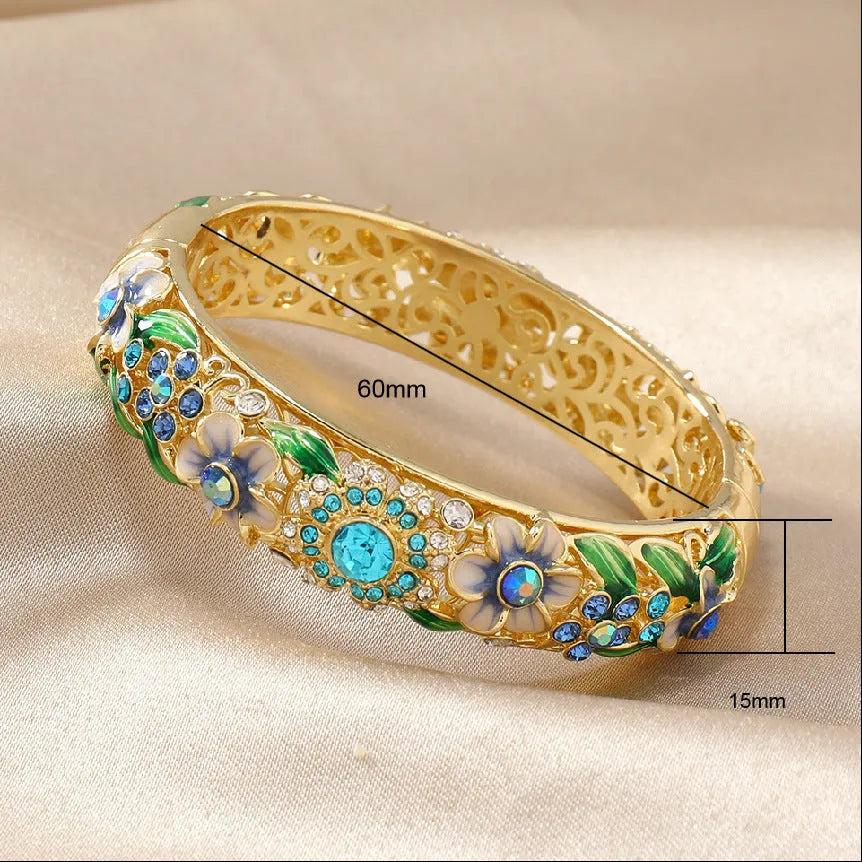 Woven vintage hollow bracelet in copper alloy with auspicious pattern, ethnic style, available in red