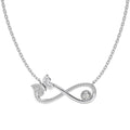 Mobius bow zircon clavicle chain in 925 sterling silver with electroplated gold or platinum finish and butterfly design