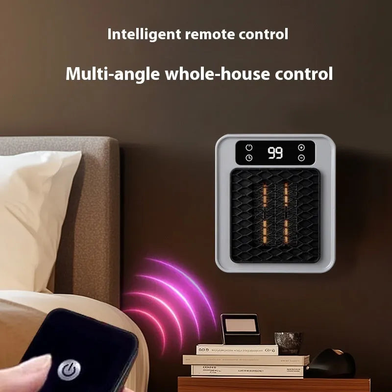 Mini square heater plug wall socket with PTC graphene warm air blower, 400W, 3 speed, timer, for small rooms