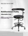 Black leather dental chair with lift mechanism for dental clinics