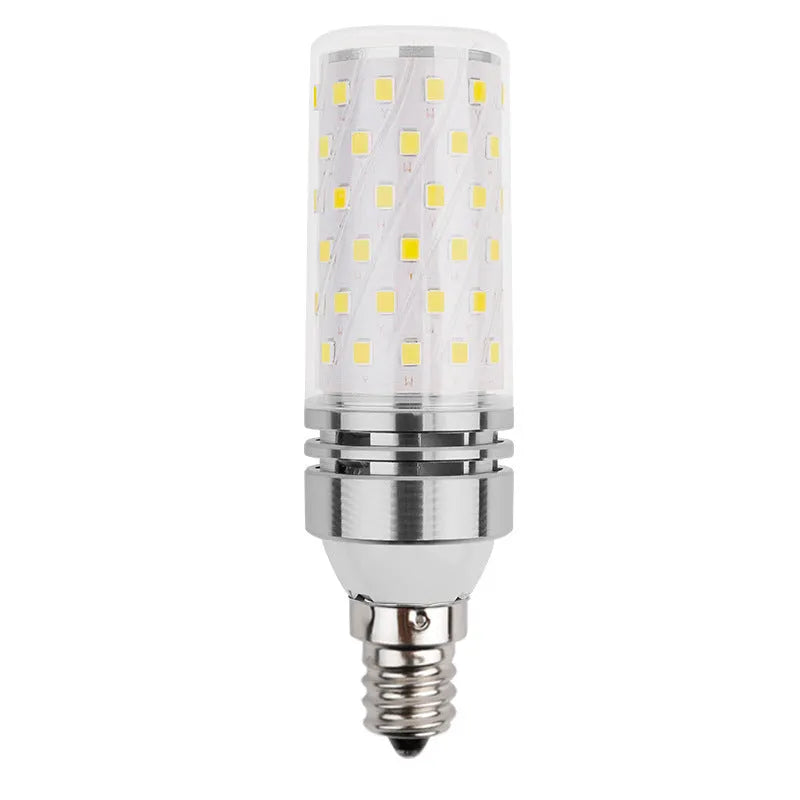 E14 screw base 12W LED corn light bulb with three colour temperature options shown.