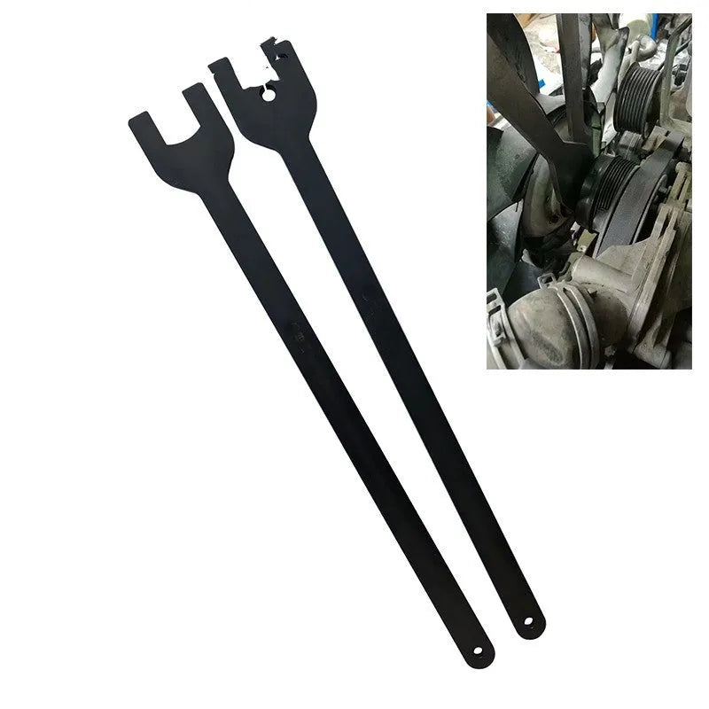 Land Rover fan wrench set showing 36mm and 40mm alloy steel spanners for auto repair.