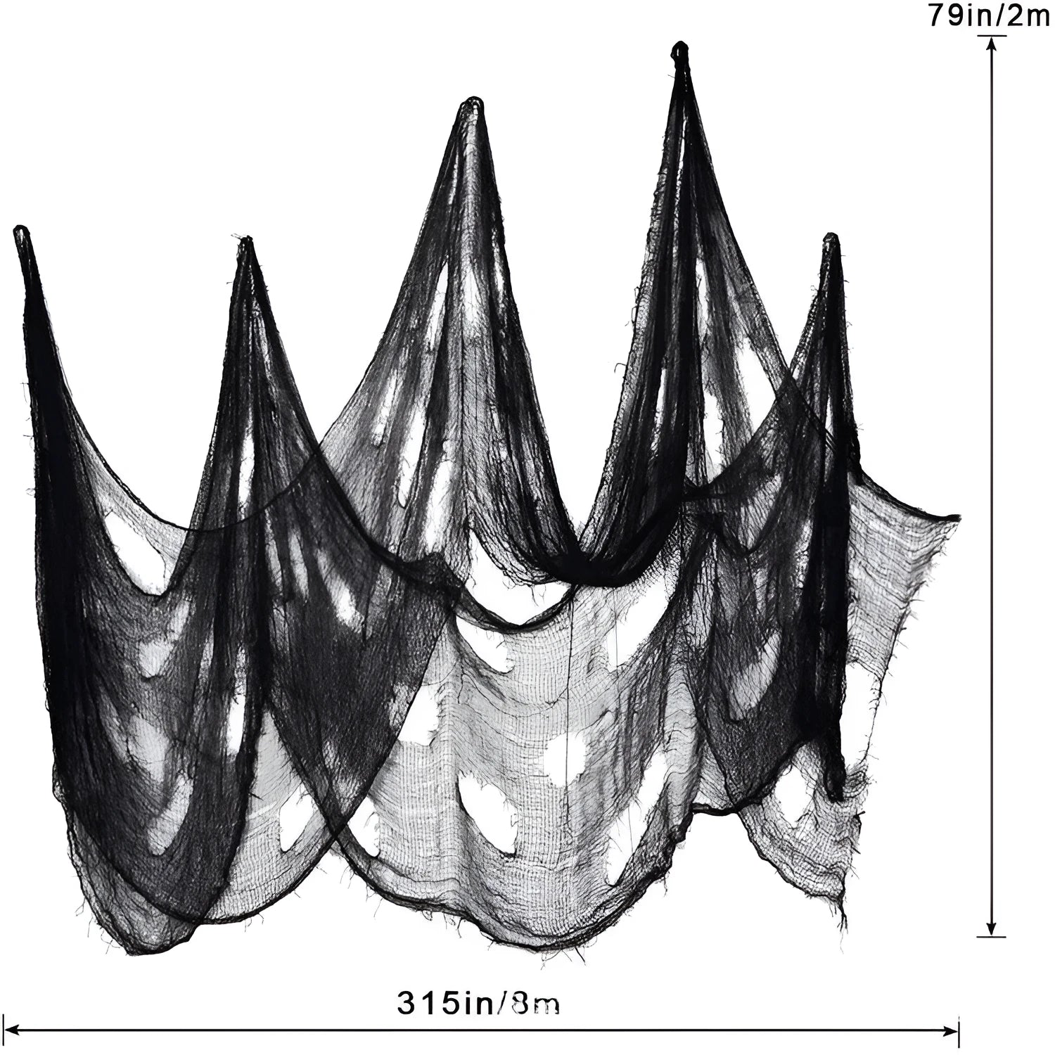 Black polyester gauze Halloween decoration stage background fabric 76cm×180cm