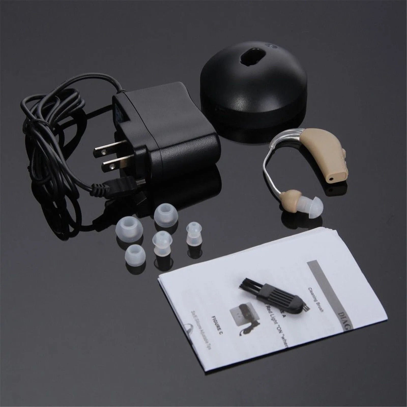 U-Kiss rechargeable behind-the-ear digital hearing aid amplifier in mini size.