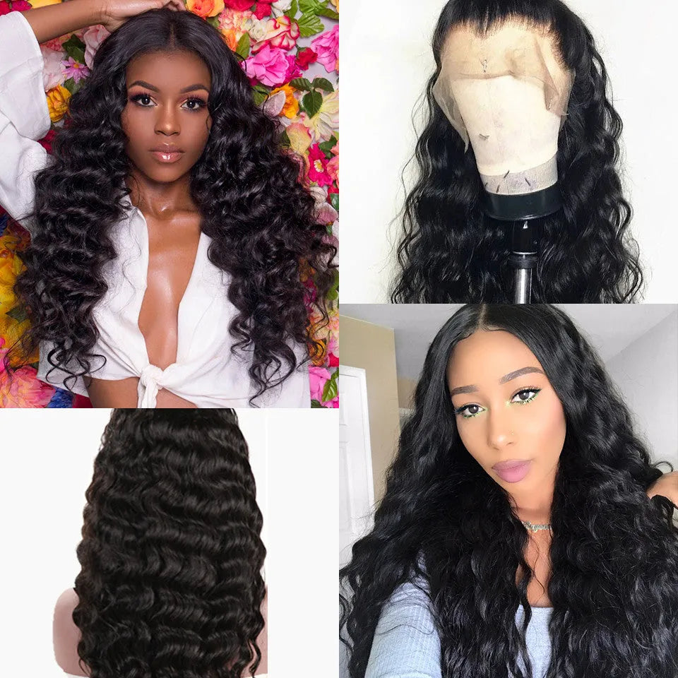 Black front lace chemical fibre small curly wig with adjustable buckles and clips, 18 inches