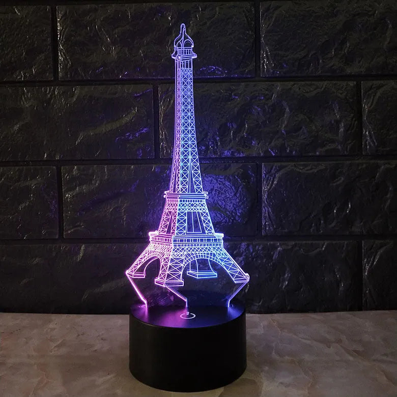 Eiffel Tower 3D Night Light Creative Colourful Touch and Remote Control ABS Acrylic Desk Lamp 7 Colours Adjustable Gradient USB Powered Home Décor Gift