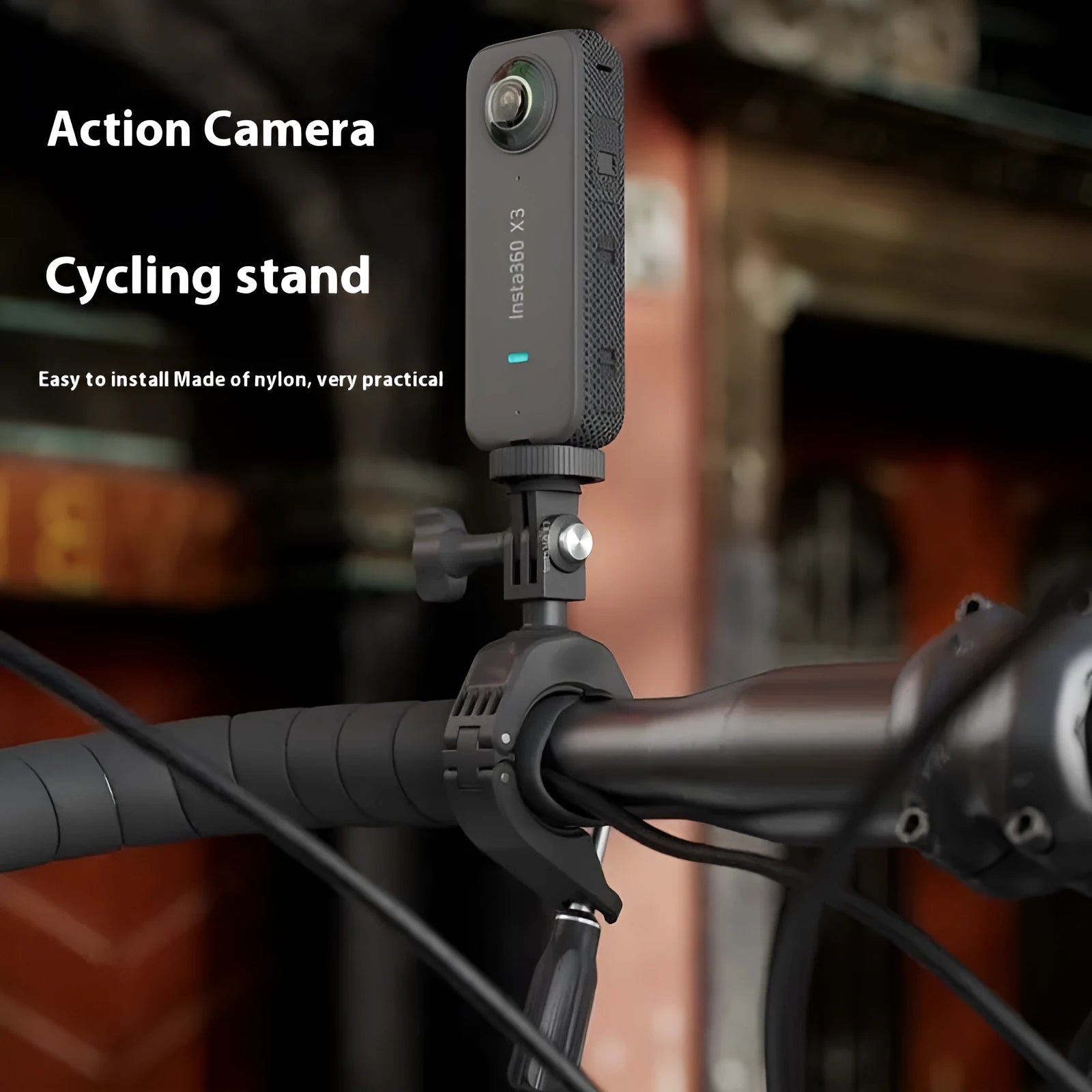 Sports camera bicycle clamp mount with TPU cushion for handlebars 22-35mm and reflector 8-16mm including triangular adapter
