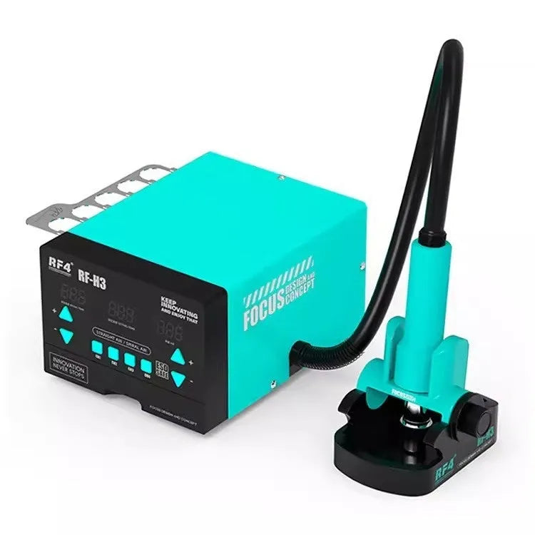 RF4H2 digital display hot air gun for electronics repair with three nozzles and accessories