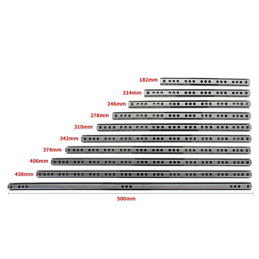 Ultra-narrow 17mm drawer slide rail with ball bearing mechanism in extended position