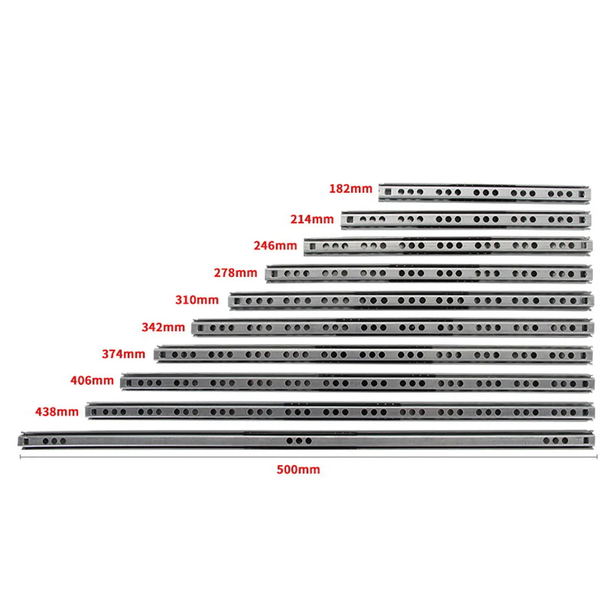 Ultra-narrow 17mm drawer slide rail with ball bearing mechanism in extended position