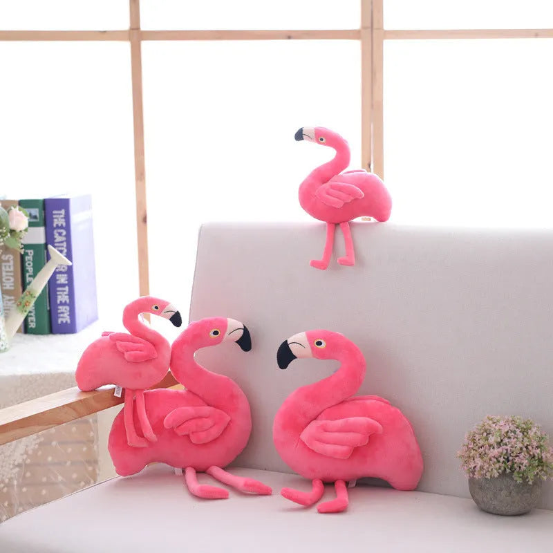 Pink flamingo plush toy made of short plush fabric with PP cotton filling, 24cm full length