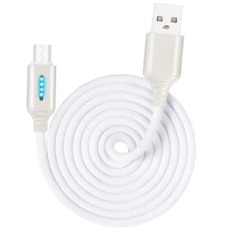 Black fabric weave USB fast charging cable with Android connector, 1 metre long.