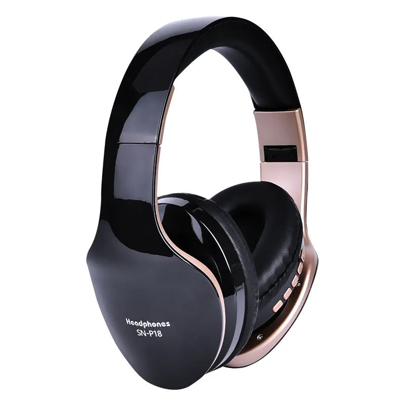 Bluetooth headset over ear wireless earphones with microphone black colour