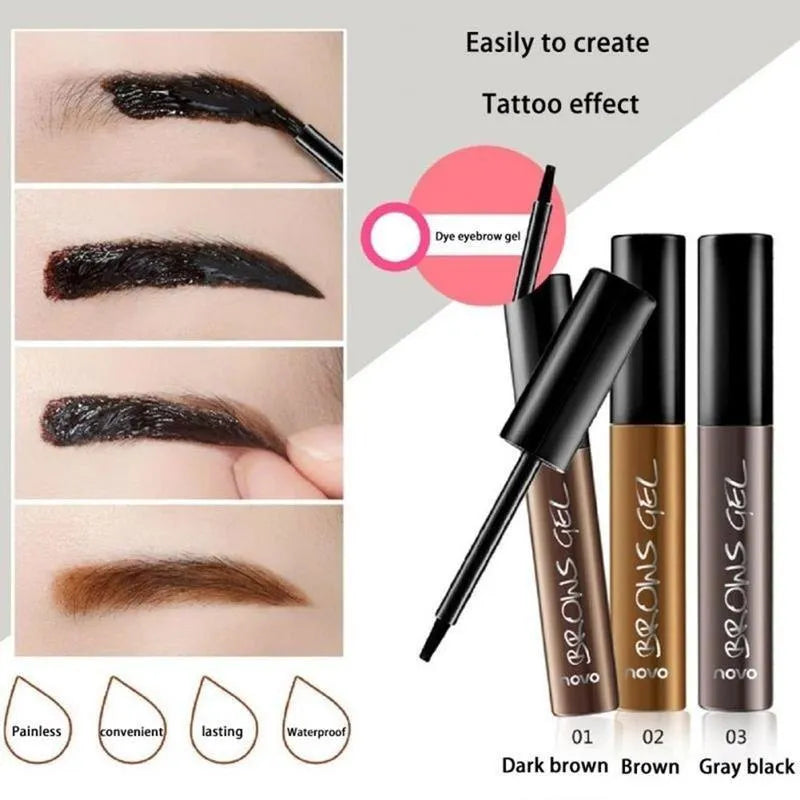 Peel off eyebrow tint gel in brown shade with flat brush applicator, 6g pot