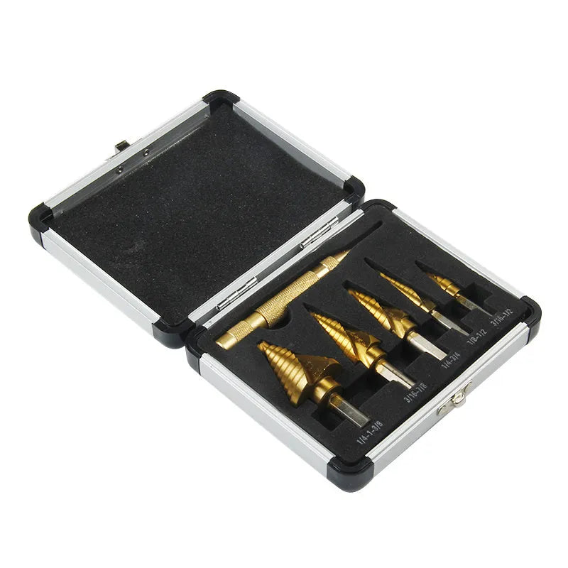 Gold coloured aluminium box with a visible steel opening plate, shown with a ruler indicating its 58-80mm length.