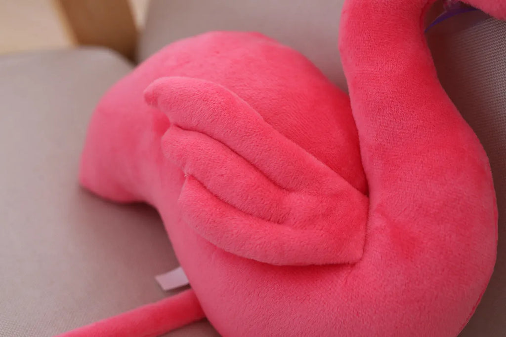 Pink flamingo plush toy made of short plush fabric with PP cotton filling, 24cm full length