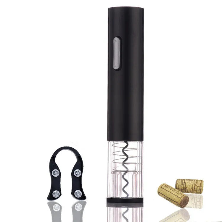 Automatic electric wine bottle opener with foil cutter in black, red, or white plastic finish.