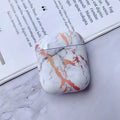 Hard white marble protective case for Apple AirPods 1 and 2 charging box.