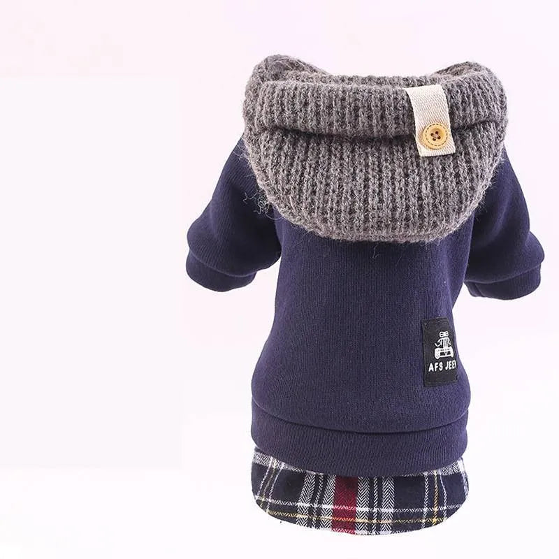 Autumn winter four-leg small dog padded cotton coat in grey loose fit thick lining