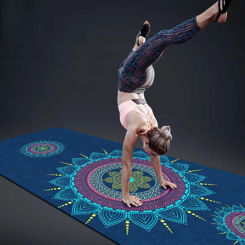 Yoga mat with geometric pattern, TPE suede material, 183x80cm size, 6mm thickness for beginner fitness