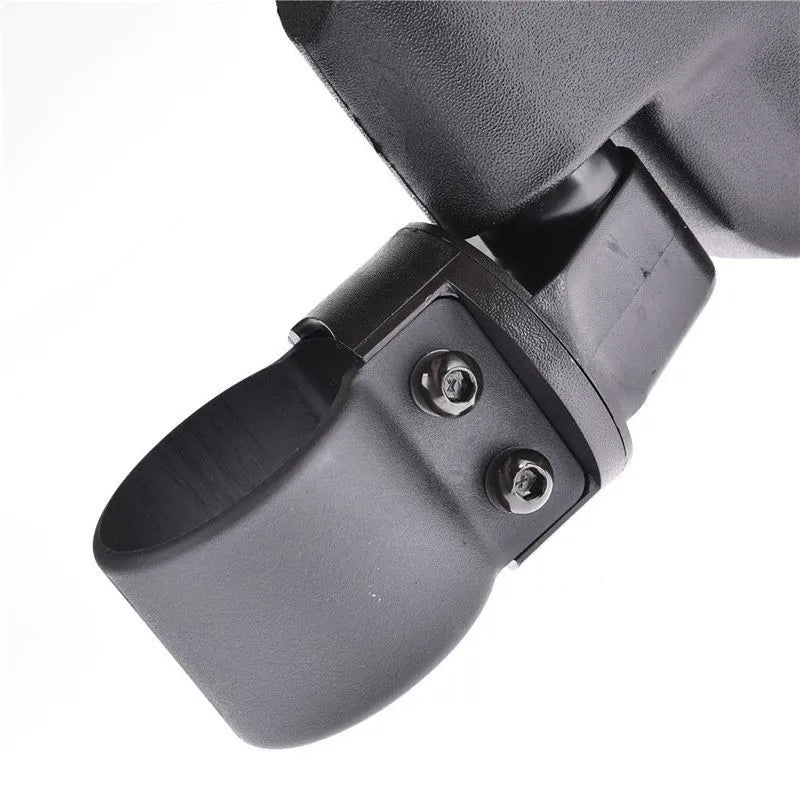Black universal UTV off-road rearview mirror with plastic housing and glass reflective surface