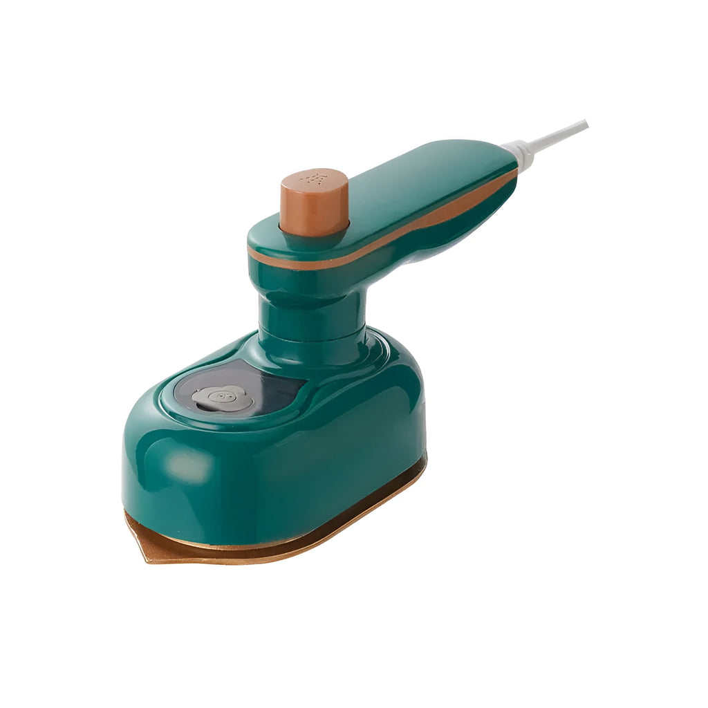 Mini garment steamer in white with steam and dry iron function for household and travel use
