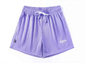 Men's black double-layer mesh sports shorts on a white background.