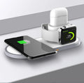 White three-in-one wireless charger for phone and watch with Type-C port and LED indication