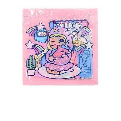 Cartoon sticker set with 16 PVC stickers and storage box for DIY decoration