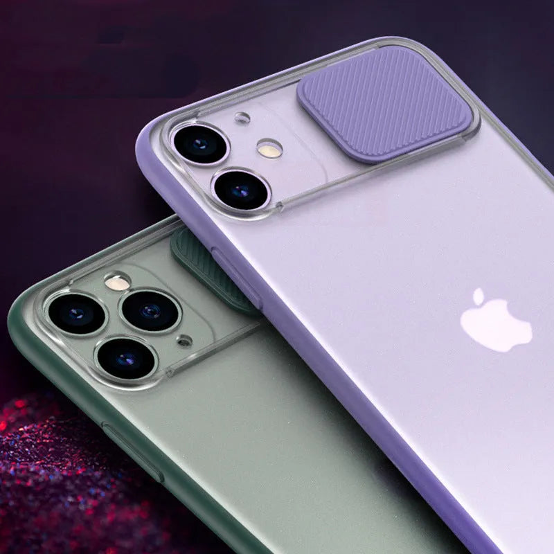 Frosted frame lens silicone phone case for iPhone in multiple pure colours