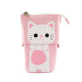 Canvas pencil case with cartoon print round design measuring 19cm for student stationery