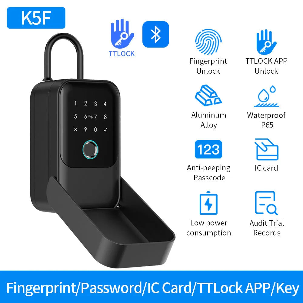 Smart key box with fingerprint scanner and Bluetooth for key storage K3BF KB5F TTLock