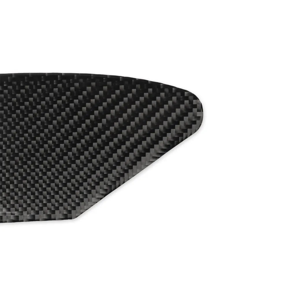 Carbon fibre patterned decorative sticker for vehicle USB charging port panel with 3M adhesive backing.