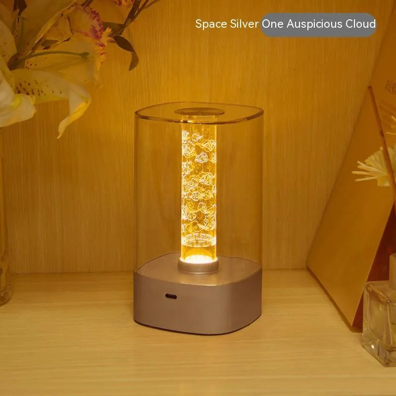 Rose gold USB touch control LED atmosphere lamp with abstract design on wooden surface