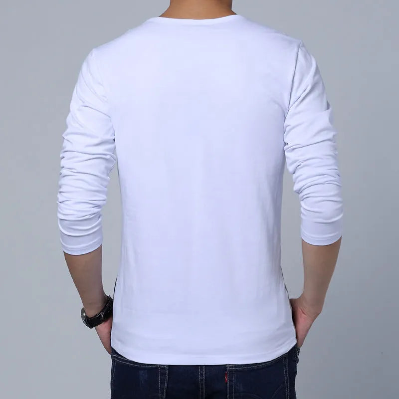Colourblock t-shirt with combed cotton viscose blend and white collar for men