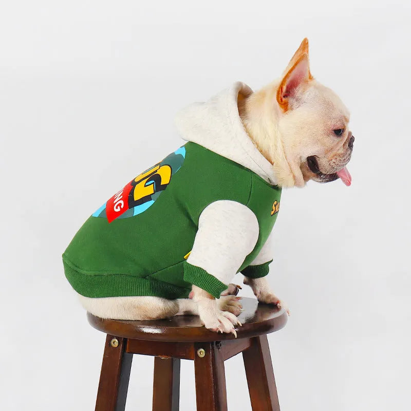 Green cotton dog coat for autumn and winter, sizes L to 4XL