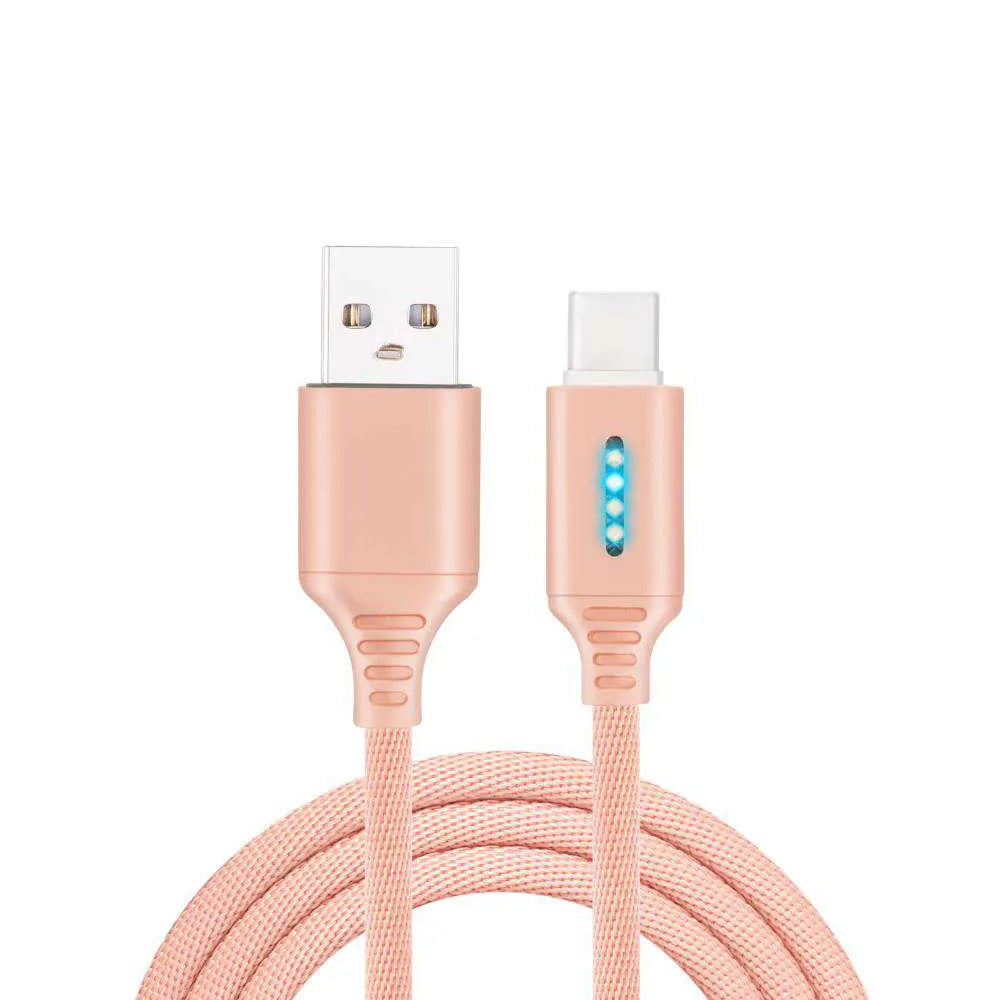 Black fabric weave USB fast charging cable with Android connector, 1 metre long.